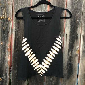 We The Free Black Print Crop Tank